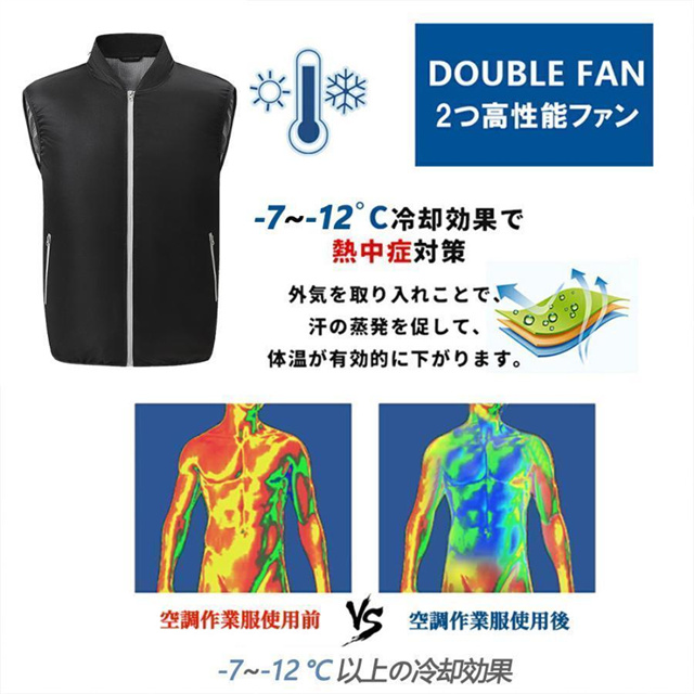 空調作業服 空調ベスト フルセット ワークマン 作業服 ファン付き
